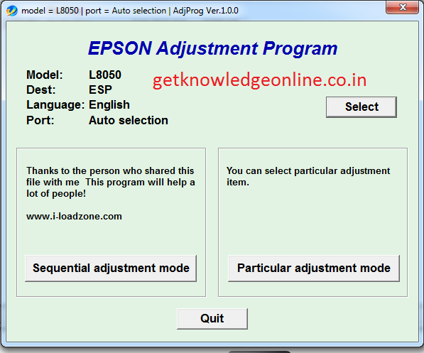 EPSON L8050 resetter